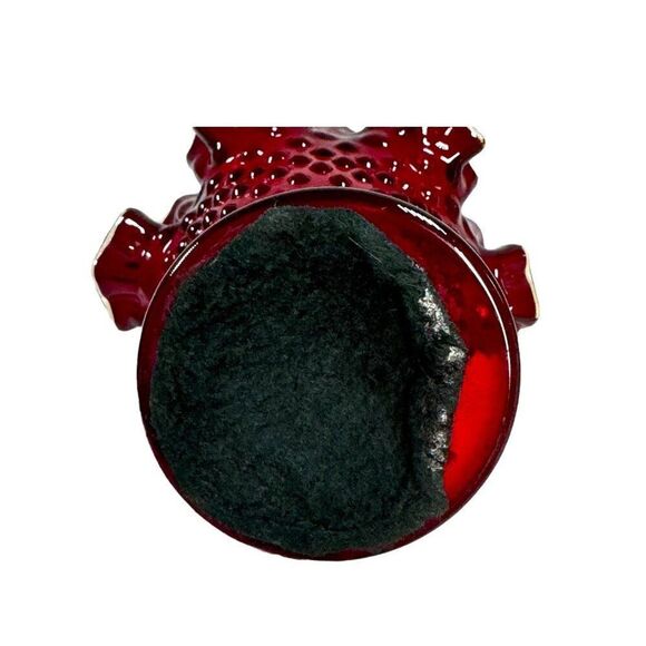 Vtg Fenton Ruby Red Amberina Gold Crested Ruffled Hobnail Compote 6" Candy Dish - Picture 4 of 5